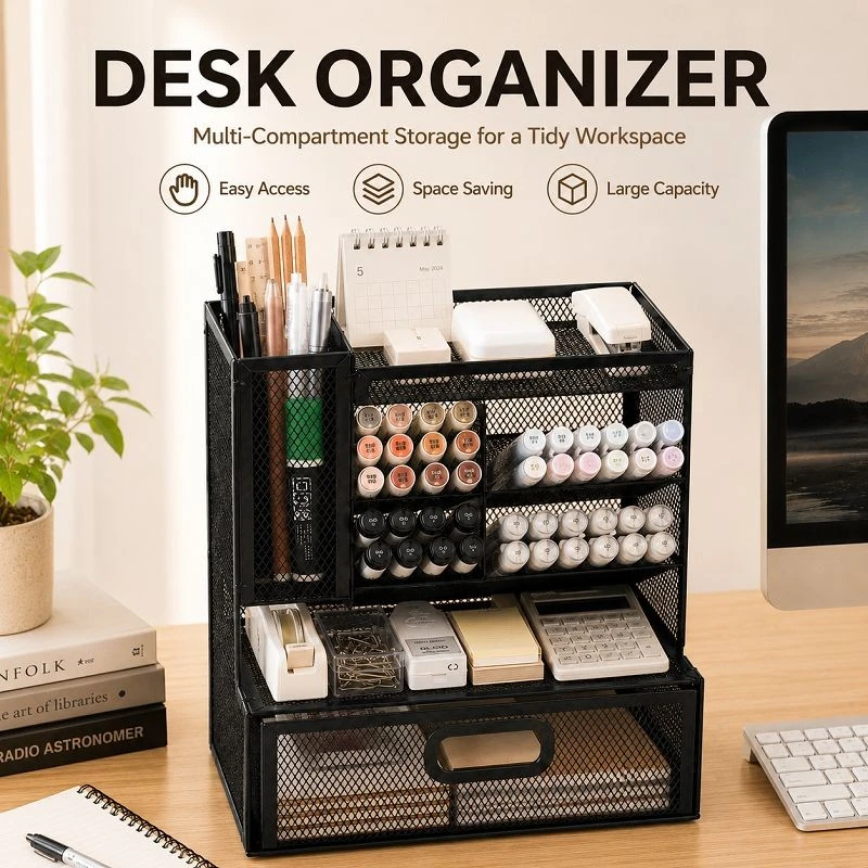 Left‑vertical Multi‑compartment Drawer Pen Caddy suppliers