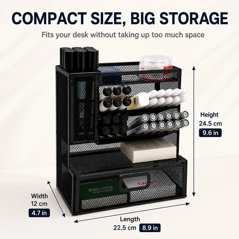 Left‑vertical Multi‑compartment Drawer Pen Caddy factory